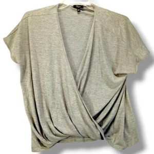 Cupio Knit Top Blouse Drape Twist Front Womens Size L Shirt Heather Gray - Picture 1 of 6
