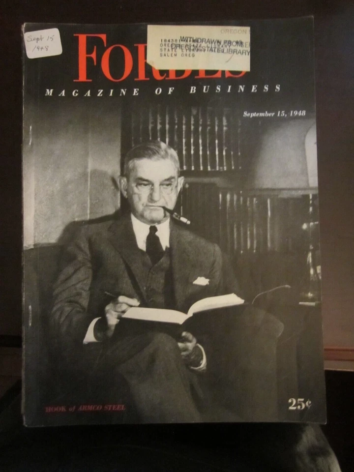 Forbes Business Magazine September 1948 Armco Steel Charles Hook 67 - Image 1 of 1