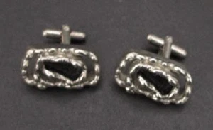 BRUTALIST MODERNIST PEWTER CUFFLINKS VINTAGE ARTISAN DESIGNER HAND CRAFTED - Picture 1 of 4