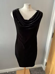 Ladies Ronni Nicole Black Velvet Cowl Neck Midi Occassion Wear Dress Size 12 - Picture 1 of 4