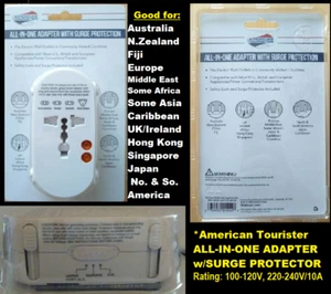 ALL IN ONE ADAPTER WITH SURGE PROTECTOR, FOREIGN WALL OUTLET ADAPTER, BRAND NEW! - Picture 1 of 5