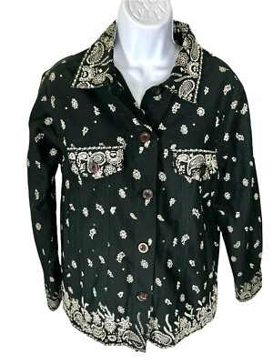 The Quacker Factory Black & White Paisley Print Jacket Women’s Size Small - Image 1 of 4