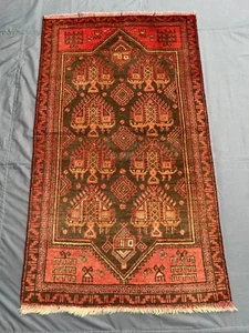 3x5 Vintage Afghan Baluchi Rug – Hand Knotted Wool Tribal Persian Style Carpet - Picture 1 of 10