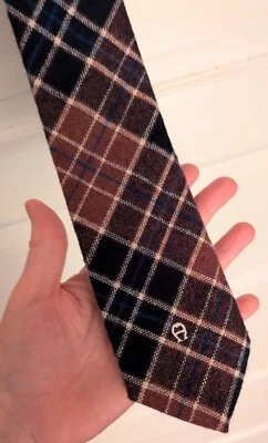 Corbata Etienne Aigner De Colección Sangre de Buey/Azul Marino/Blanco Mezcla de Lana Tweed 3"x55" LOGO Foto 1 de 4