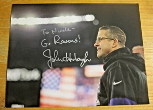 John Harbaugh Head Coach Autographed 8.5X11 Photo NFL Football Baltimore Ravens - Picture 1 of 3