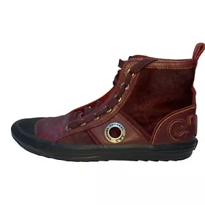 Costume National CNC High Top Men’s Sneakers Maroon Leather & Cowhide Sz 7 US 39 - Picture 1 of 12