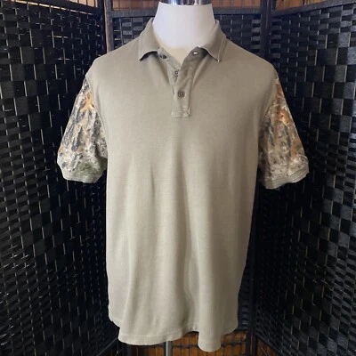 Cabela’s Polo Men’s XL Olive w/ ZONZ Camo Sleeves – Supima Cotton - Image 1 of 4