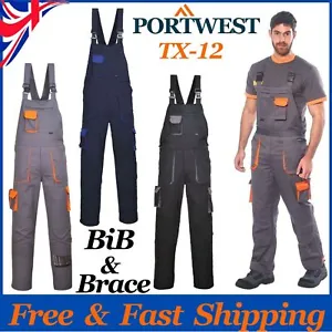 Portwest Texo Contrast Painters Workwear BiB & Brace Overall Coverall TX12 UK - Picture 1 of 16