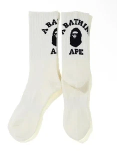 BAPE A Bathing Ape Crew Socks Black White - Picture 1 of 4