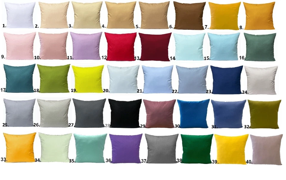Kissenbezug Kissenhülle 40x40 45x45 50x50 in 40 Farben Bezug 100% Baumwolle UNI - Bild 1 von 1
