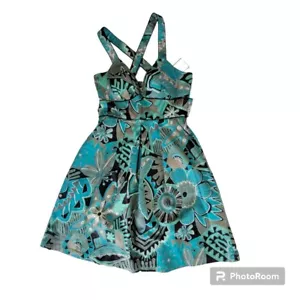 Neu mit Etikett Corey P Sommerkleid Gr. 10 Fit Flare tropisch Urlaub Resort Kleidung Kleid Blume - Bild 1 von 15