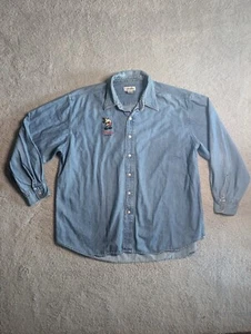 Disney Denim Shirt Mens XL Longsleeve Button Up Blue Mickey Mouse Embroidered - Picture 1 of 11
