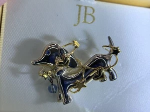 Vintage JB Jenny Buchanan Silver Tone Dachshund Brooch Pin w Box T-1352 - Picture 1 of 4