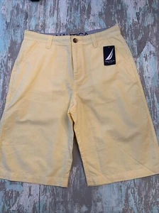 18 Nautica Yellow Ducky Boys Chino Shorts New NWT 100% Cotton 11" Inseam - Picture 1 of 8