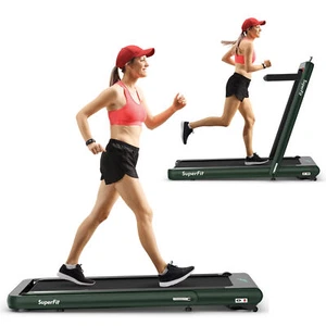 2 in 1 Folding Treadmill  4.75HP Running Machine w/ APP & Remote Control Green - Picture 1 of 10