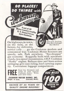 1947 Cushman: Go Places Do Things Vintage Print Ad - Bild 1 von 1