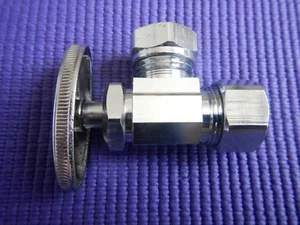 EZ-FLO 1/2"(5/8"OD) Comp Inlet X 1/2"-outlet( 7/16 S/J) multi Turn angle Valve - Picture 1 of 4