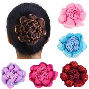Girls Sequin Crochet Hair Net Ballet Dance Skating Snoods Elastic Tie Bun Cover* - Picture 1 of 22