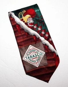 Tabasco Men's Tabasco Pepper Sauce Santa Peppers Silk Neck Tie - Picture 1 of 7