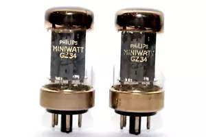 Coppia Tubo HiFi GZ34/5AR4 PHILIPS MINIWATT - Base Metallo - Codice TV2/57C - Foto 1 di 9