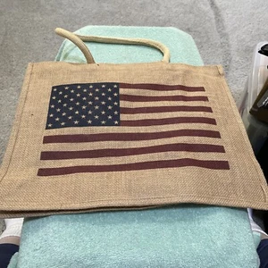 Greater Good American Flag Jute Bag 13 X 16 With Carry Handles - Picture 1 of 7