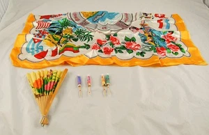 Lote de Paraguas Ventilador Decoraciones Asiáticas Vintage y Bufanda de Seda Estampado España S3O11 - Imagen 1 de 1