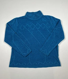 Suéter Studio Works Mujer Medio Azul Cuello Simulado Tejido Geométrico Acanalado Pullover - Imagen 1 de 5