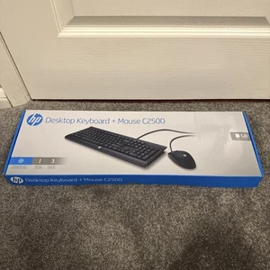 HP C2500 Black Wired USB Keyboard And Wired Mouse Combo Brand New And Sealed - Picture 1 of 10
