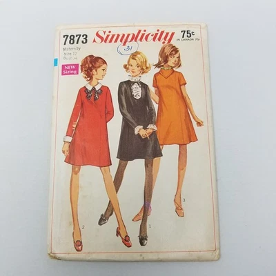 Simplicity Maternity Sewing Pattern 7873 Womens Mini Dress Jumper Womens 12 - Image 1 of 4