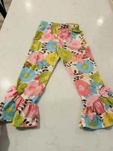 🌼 Rare Editions Girls 3T Ruffle Pants Bright Floral Butterfly Print –19” length - Picture 1 of 5