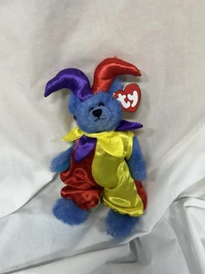 Ty Beanie Baby "Calliope" The Jester Clown Blue Bear 1993 Attic Heirloom - Picture 1 of 5