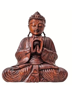 Sculpture Bouddha assis 30cm en bois. Décoration Z - Imagen 1 de 5