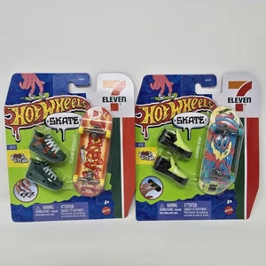 Hot Wheels Skate 7-Eleven Fingerboard Set of 2 Shoes Surprise Slush Ketchup - Picture 1 of 2