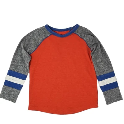 Top raglán de algodón grueso Boden para niños 4-5 años rojo gris manga larga Foto 1 de 4