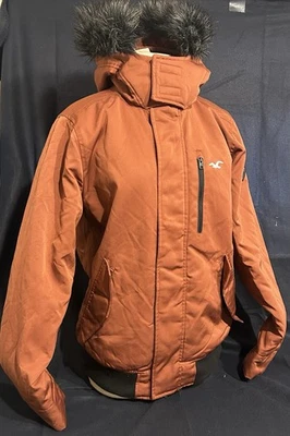 CHAQUETA ABRIGO PARKA HOLLISTER FORRADA DE PIEL SINTÉTICA PARA TODO CLIMA NARANJA PARA HOMBRE TALLA M Foto 1 de 4