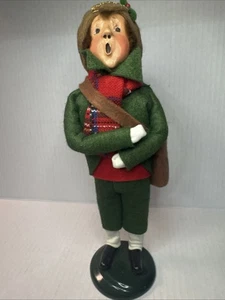 Figurina ragazzo giornale Byers Choice Carolers 1991 con borsa e giornali - Foto 1 di 10