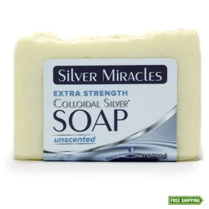 Colloidal Silver Soap | Extra Strength Natural Unscented Face & Body Bar 6.5 oz - Picture 1 of 3