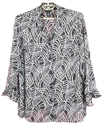 TB13454- MAGGIE BARNES Women's 100% Polyester Blouse 3/4 Sleeve Geometric 0X 16W - Image 1 of 4