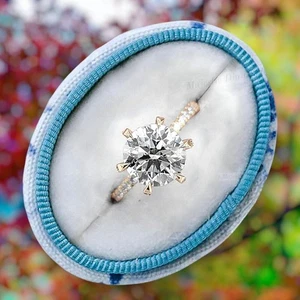 Round Cut Diamond Wedding Ring 18K Yellow Gold IGI Lab Created 2.50 Ct - Picture 1 of 11