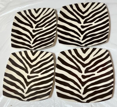 4 - 222 Fifth "BROWN ZEBRA"  Square 6” Appetizer Plates - Image 1 of 4