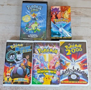 lot 5 Pokemon VHS Tapes 1st Movie Mewtwo Returns 4 Ever Johto High Voltage 2000 - Picture 1 of 6