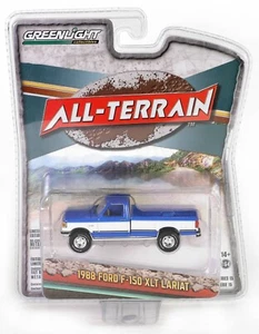 1:64 GreenLight *ALL-TERRAIN 15* Blue & White 1988 Ford F-150 XLT Lariat NIP - Picture 1 of 2