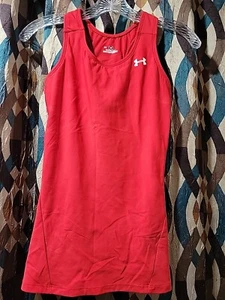 Under Armour Tank Top Small Womens Heat Gear Red Racerback Stretch Sports  - Picture 1 of 8