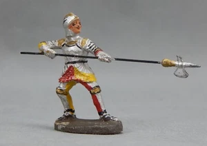 Elastolin Ritter zu Fuß mit Hellebarde im Angriff, wohl 30er/40er Jahre? Germany - Bild 1 von 5