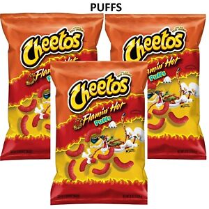 Cheetos FLAMIN HOT PUFFS Käse aromatisierte Snacks Chips 8oz (3 Beutel)