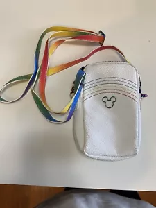 Disney phone crossbody bag Rare Design White With Rainbow Strap And Zipper - Picture 1 of 6