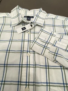 Camicia Gap media con bottoni bianca verde blu a quadri cotone nuova - Foto 1 di 8