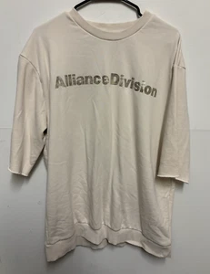 H&M Sweater Mens Beige Short Sleeve Crew Neck Pullover Alliance Division Large - Picture 1 of 4