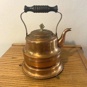 Antique Copper Teapot Rudolf Zibell Eskilstuna w/ Trivet 6" Primitive Kettle - Picture 1 of 8