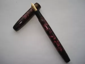 C1950S VINTAGE PARKER FERNSEHER BURGUND & SCHWARZ VENENTYP MUSTER FÜLLSTIFT - Bild 1 von 7